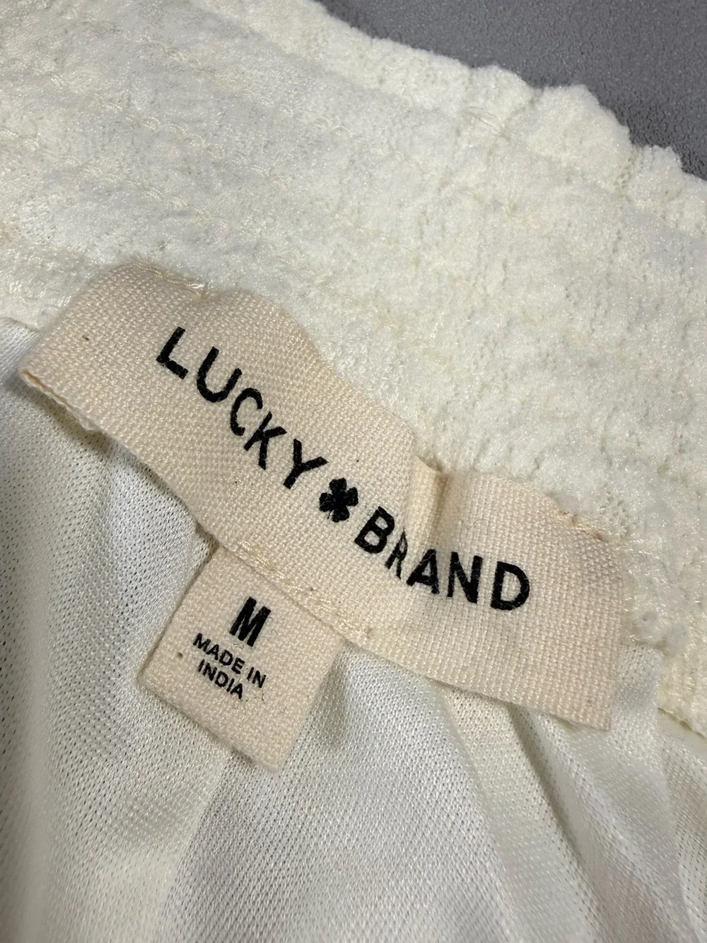 Lucky Brand Festival Ivory Lace Ruffle Elastic Waist Pull On Midi Skirt